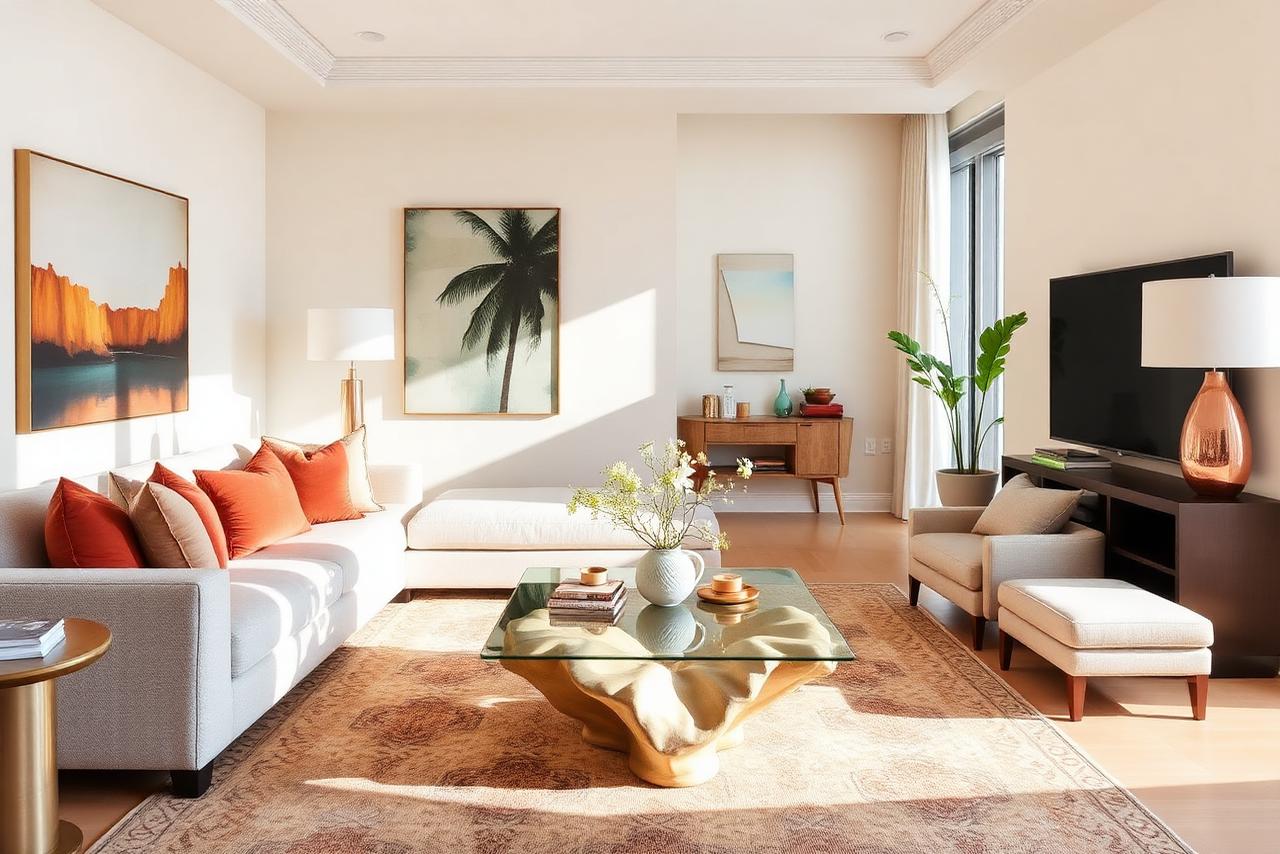 Sala de estar em Brickell, Miami, depois do projeto turnkey da Gabai's Decor